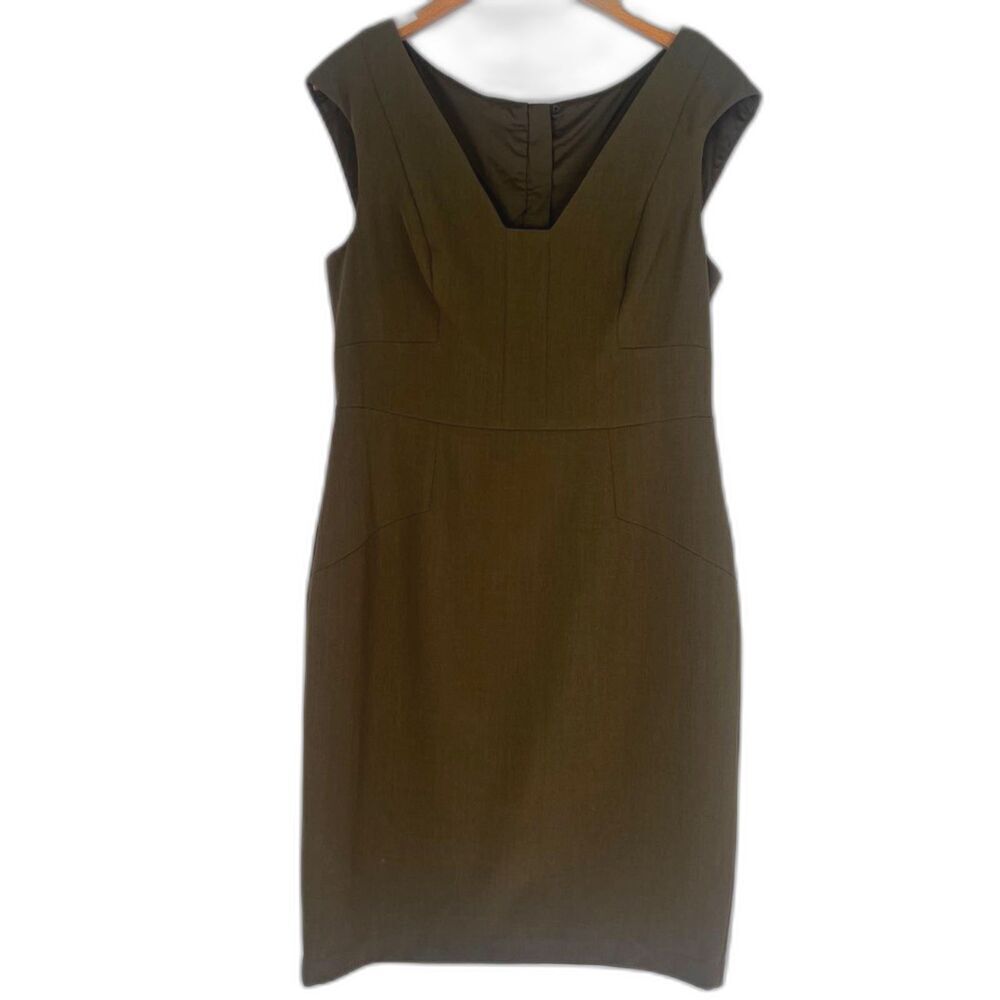 Adrianna Papell Dark Green‎ Sleeveless Cut Out Back Sheath Dress Size 12